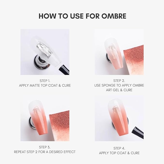 vettsy 5-in-1 Cushion Ombre Art Gel Set - 6 Nude, Pink & Pastel Shades - HEMA-Free Solid Creamy Gel for Ombre, Nail Art, Full Application & Chrome - No-Wipe, Vegan & Cruelty-Free UV/LED Nail Gel