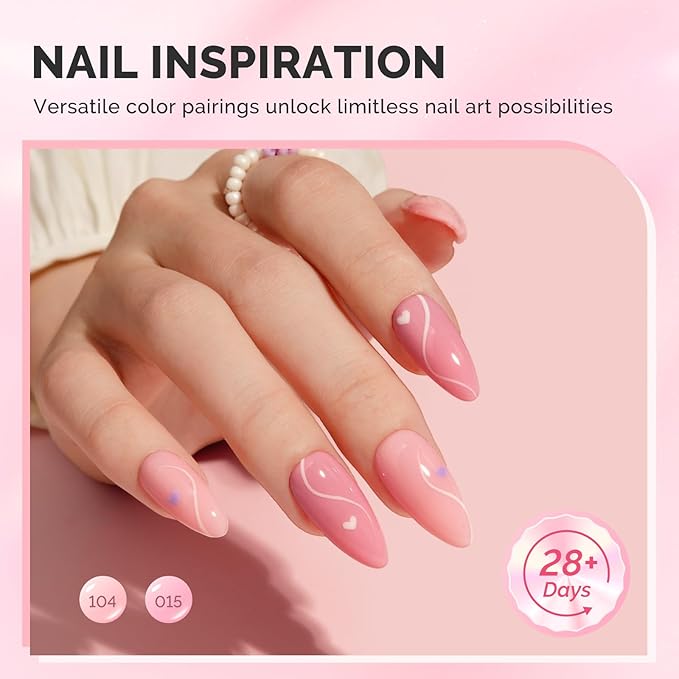 MelodySusie 6PCS Builder Gel Set for Nails Thickening,15ML Pink Base Colors Clear Rubber Base Gel Polish,Soak Off UV Extension,Rhinestone Nail Glue in a Bottle for Nail Art Design Gift for Women