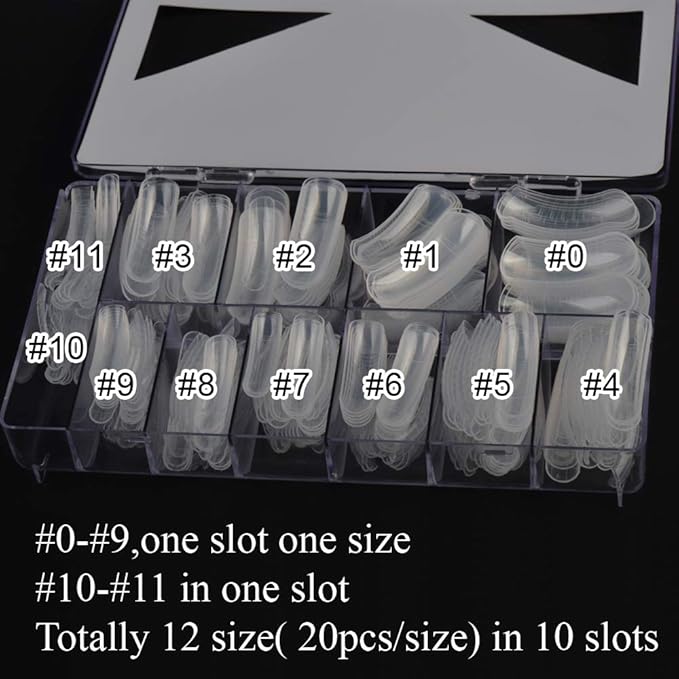 240PCS Dual Forms Nail Mold for Poly gel UV Gel 12 Size With Scale