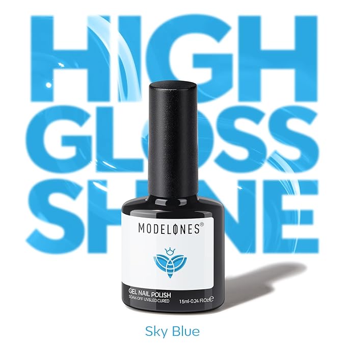 modelones Sky Blue Gel Nail Polish Powder Blue Gel Polish Soak Off Pastel Nail Polish Gel Nail Art Salon Manicure 15 ML