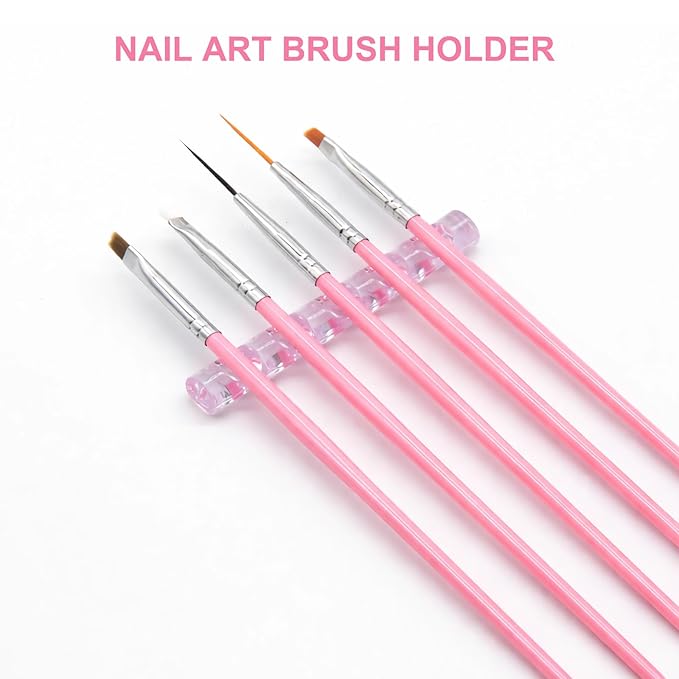 Nail Art Brush Set with Silicone Sculpting Tools, Metal Dotting Tips & Brush Holder – Includes Mixing Palette, Nail Painting Brushes for Gel, Acrylic, DIY Nail Design, Salon & Home
