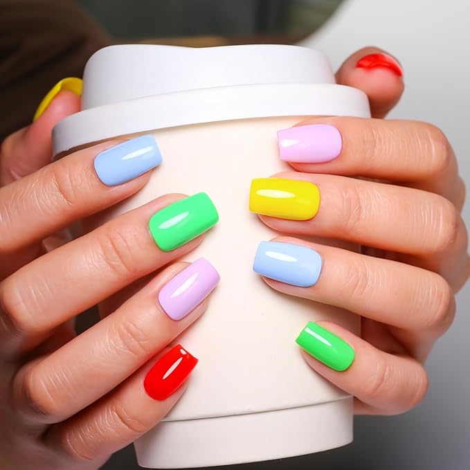 Imtiti 6 Pcs Gel Polish Set,10ml Same Color Same Bottle Cap Spring Summer Gel Nail Polish Kit (Neon Green, Neon Red, Light Purple, Light Blue, Light Pink, Neon Yellow,10ml*6)