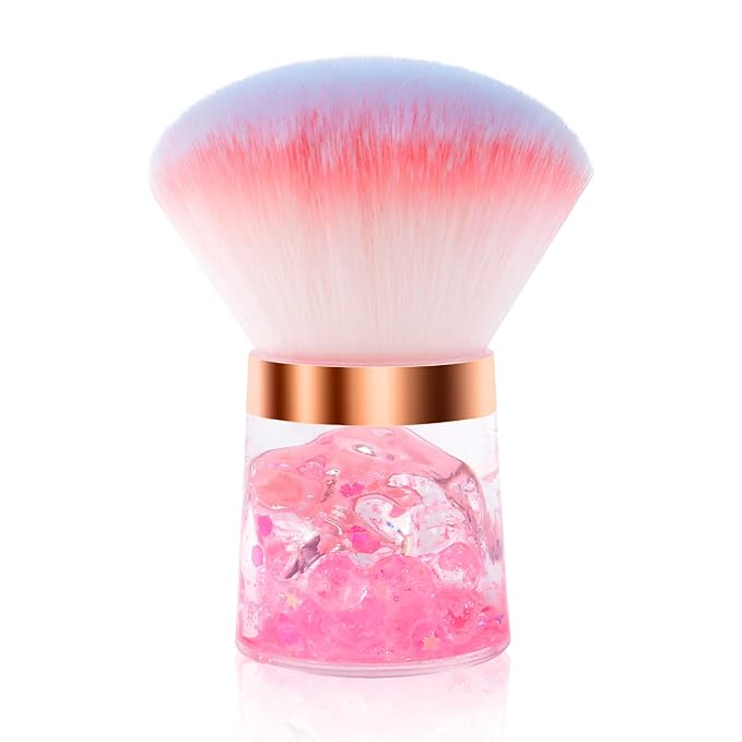 ANGNYA Nail Dust Brush, Round Nail Art Dust Powder Remover Brush with Acrylic Handle, Fluffy Dust Brush for Nails Soft Nail Duster Brush (Round)