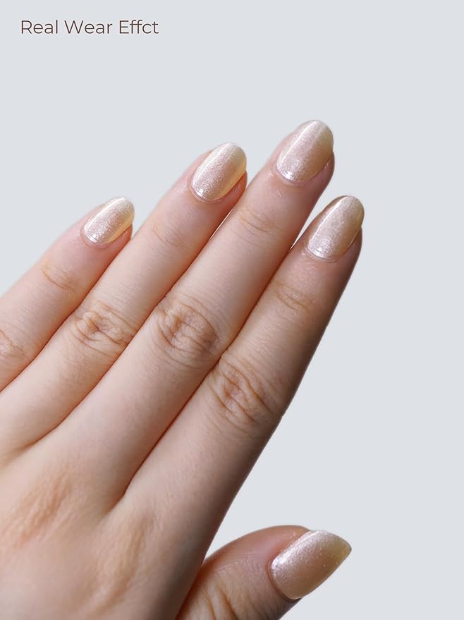 Semi Cured Gel Nail Strips - UV Light Gel Nail Stickers - 20 Long Lasting Salon Quality Wraps (Pearl Pink)