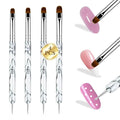 French Manicure Brush Set with Dotting Tools, Double-Ended Nail Art Brushes for Gel & Acrylic, Precision Clean Up & Detail Design, 4 Sizes (#10#12#14#16), NB128-White