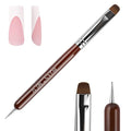 BQAN French Tip Brush Acrylic Nail Brush French Tip Clean up Brush 2 Way Nail Art Brushes with Dotting Tool for Nails Art Design Salon & Home Use (12#)