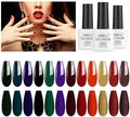 AIMEILI Hema Free Winter Gel Nail Polish Red Glitter Emerald Green Black Golden Cruelty Free Vegan Nail Polish Gel Gifts for Women, Set of 12pcs - Kit Set 5