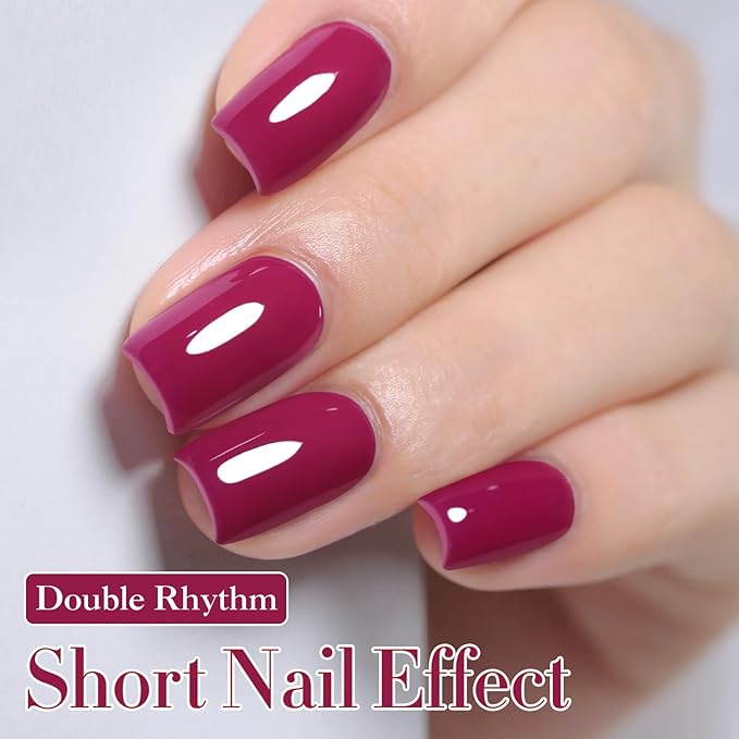 Double Rhythm 15ML Gel Polish Pure Sheer Same Color Same Bottle Soak Off Gel Polish Art Manicure Salon DIY at Home for Women (Wine Red-A1456)