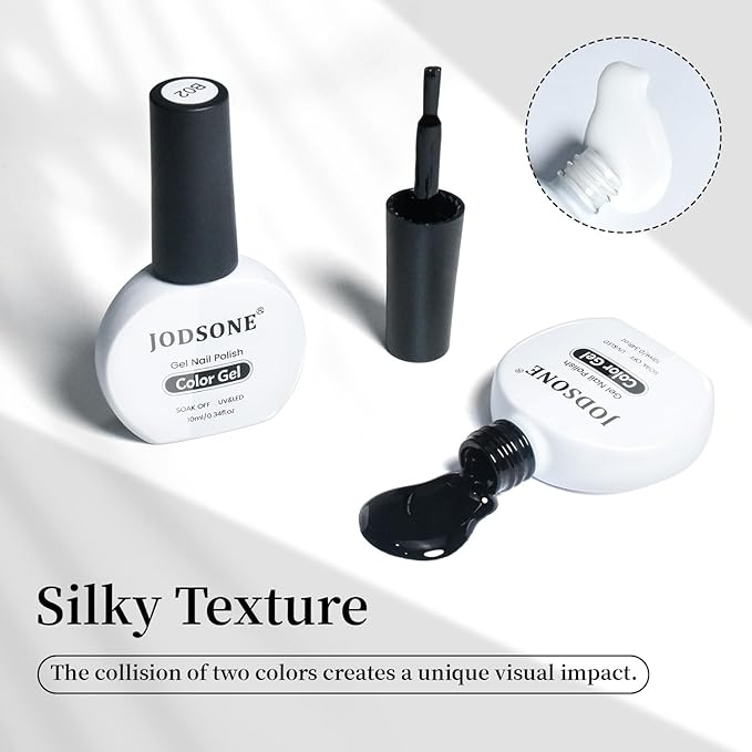JODSONE 2Pcs Gel Nail Polish Set 10ml Black and White Gel Polish,Soak Off LED U V Nail Gel Manicure All Seasons Gel Polish Nail