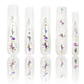 LOVFUL Press on Nails Candy Diamonds & White French Tip | Luxury Spring French Tip Glossy Press On Nails with Bling | Square Long 2.2 in | H36 (L)