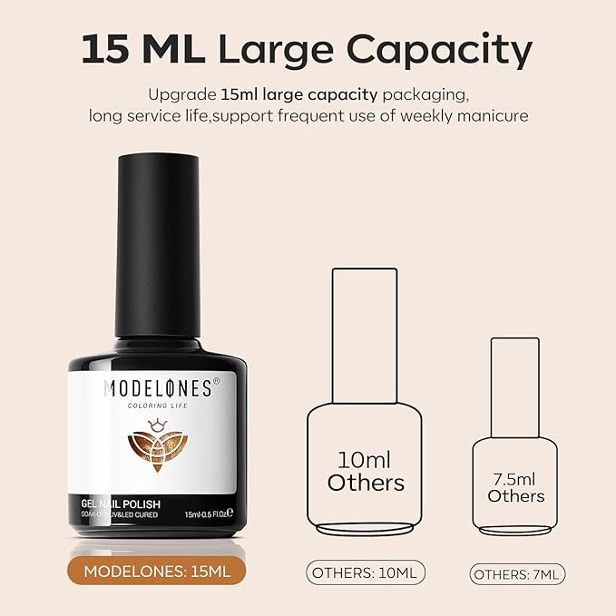 modelones Brown Gel Nail Polish,Orange Nail Polish Drawing Swirl Shell Thread Effect Gel Polish Soak Off Led Autumn Fall Nail DIY Mani Gift for Women 15 ML