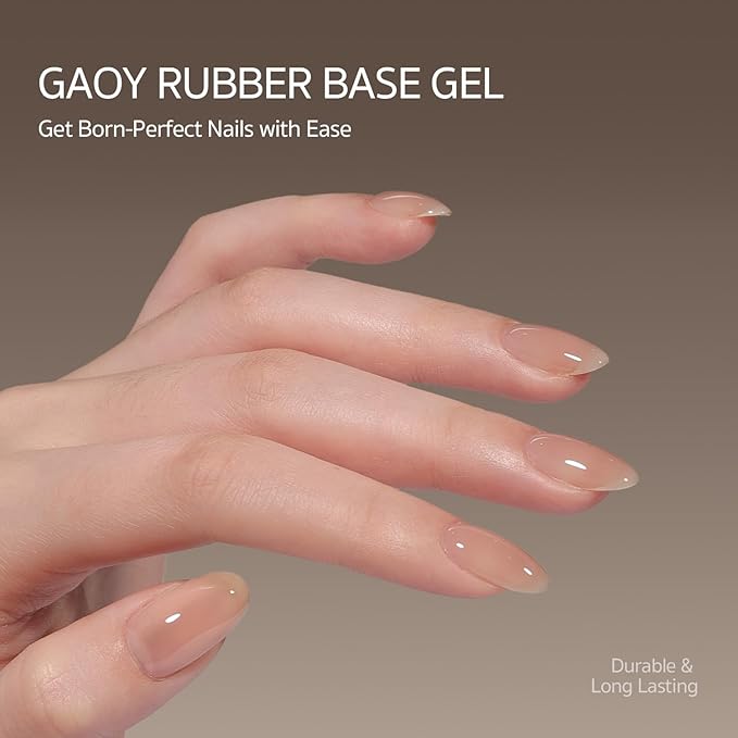 GAOY 16ml Rubber Base Gel, Jelly Builder Base Nail Gel Nude Sheer Pink, 3-in-1 Soak Off Nail Strengthener UV Light Cure, 02 Nude Jelly