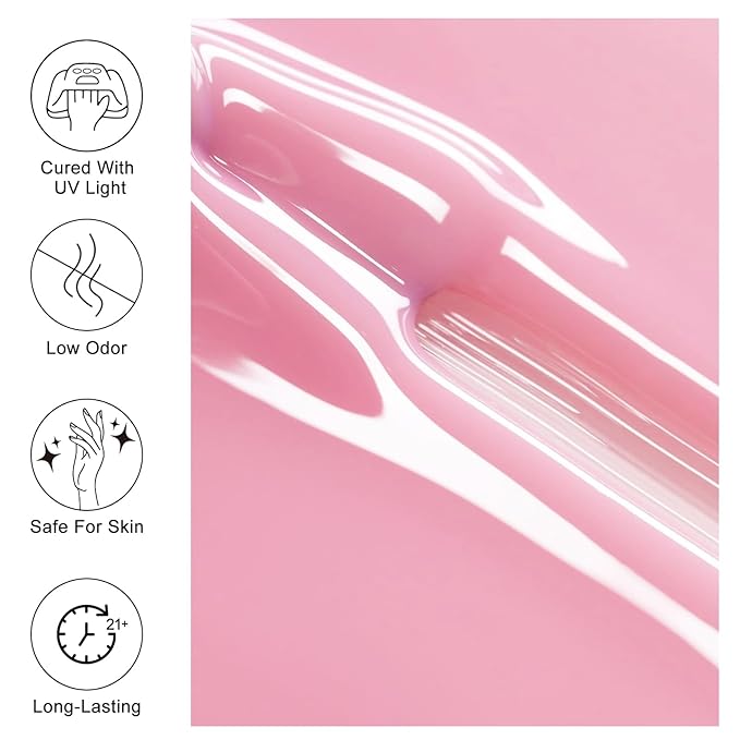 Imtiti 10ml Jelly Pink Gel Nail Polish Long Lasting Soak Off UV Led Baby Pink Gel Polish Salon DIY at Home Gift for Women 1Pcs