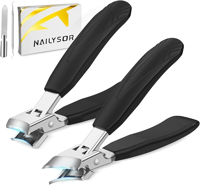 Upgrade Large Toenail Clippers for Thick Nails for Seniors Long Handle, Ultra Sharp Precision Nail Clippers for Men, Curved Wide Jaw Opening Fingernail Clippers with Catcher Nail Cutter for Women