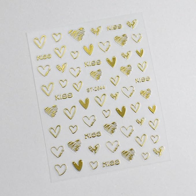 Valentine's Day Nail Stickers fo Nail Art 5D Embossed Hearts Nail Decals 12Sheets