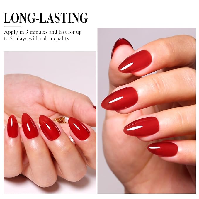 Imtiti Jelly Gel Polish, 1 Pcs 0.5 Fl Oz Red Jelly Gel Polish Soak Off LED U V Nail Polish Sheer Translucent DIY Nail Art Starter Manicure Salon Kit
