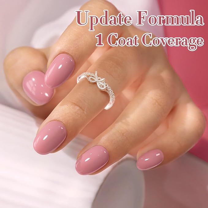 Double Rhythm 0.5 Oz Gel Nail Polish Neutral Natural Same Color Same Bottle Translucent Light Milky Pastel 15ML Manicure French Design Art DIY at Home (Mauve Pink-A1242)
