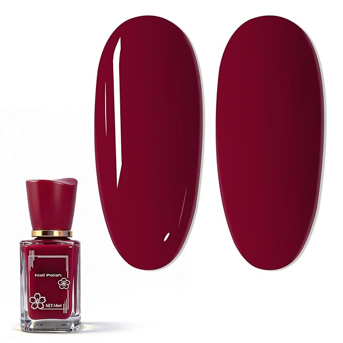 Nail Polish Burgundy Red, 14 ML Quick Dry Nail Polish for Nail Art DIY Manicure at Home, Chip Resistant Nail Lacquer for Nail Art Varnish, Long Lasting, BOG113