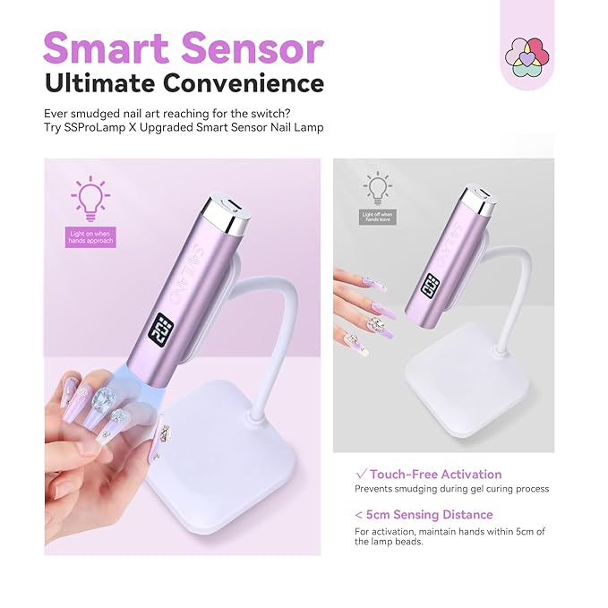 SAVILAND SSPro X U V Light for Gels Nails : 8s U V LED Nail Lamp with Smart Sensor 360° Rotatable Magnetic Nail Light Flash Cure Lamp for Gel Stand 2 Timer LCD Screen Nail Light Use Home DIY