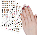 WIRESTER 8 Sheets of Nail Art Stickers Decals - Self-Adhesive Nail Decals for Women Kids Girls - Cats (Cat Face, Cat Paws, Fish Bone, Meow, Heart, Bow Tie)