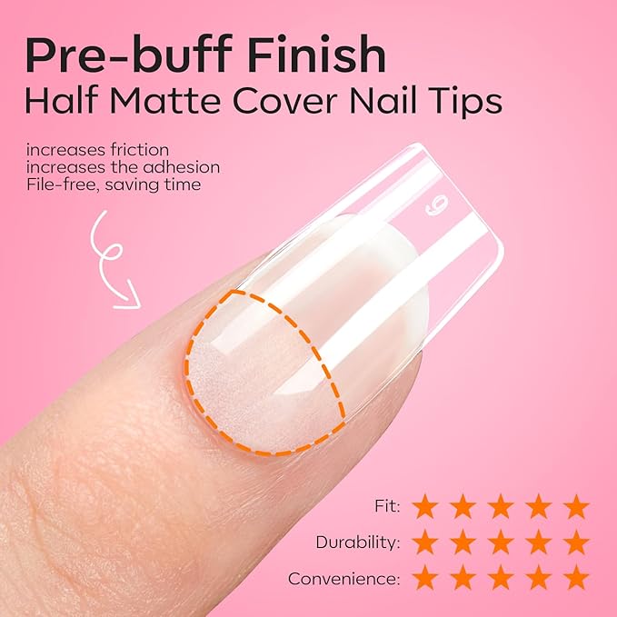 modelones Short Square Gel Nail Tips, 9-in-One Nail Glue with Portable U V Lamp 216Pcs 12Sizes Pre-Etched Press ons Fake Acrylic Extension Kit DIY Salon Gift for Women