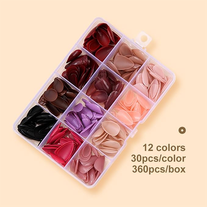 360Pcs Press On Nails Short Almond Fake Nails Press Ons Set Solid Color False Nails Full Cover Acrylic Glue on Nails Reusable Glossy Artificial Nail Kit for Women Girls Manicure 12 Color