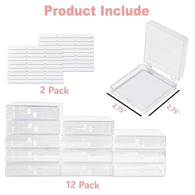 12PCS Press On Nail Packaging Box Clear Press on Nail Storage Box Display Case with 60 Pcs Adhesive Tape for False Fake Nails Organizer Home Nail Salon Use Nail Art Nail Business Supplies