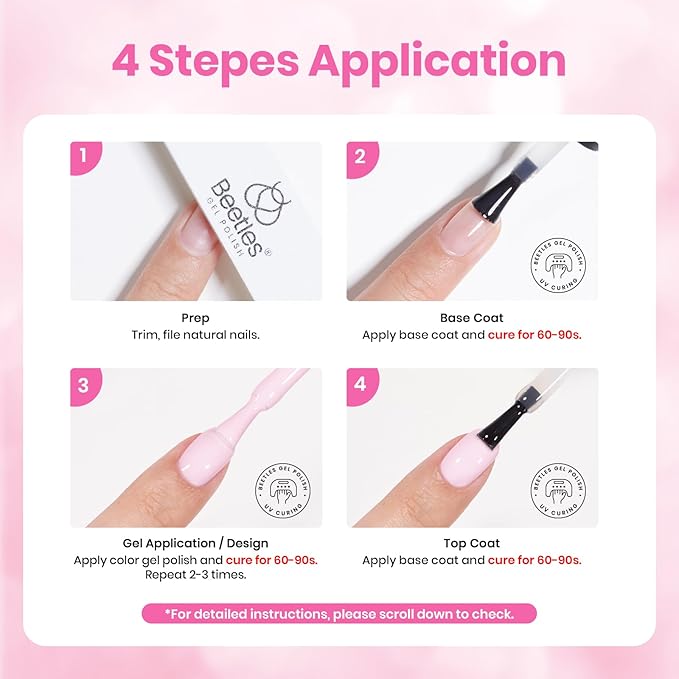 Beetles 2 Colors 8ML White Pink Gel Nail Polish Kit with U V Light, 6 Pcs Gel Polish Set French Tip DIY Manicure Kit with Base & Top Coat Nail File for Beginners Soak Off Gifts for Women Girls Teens