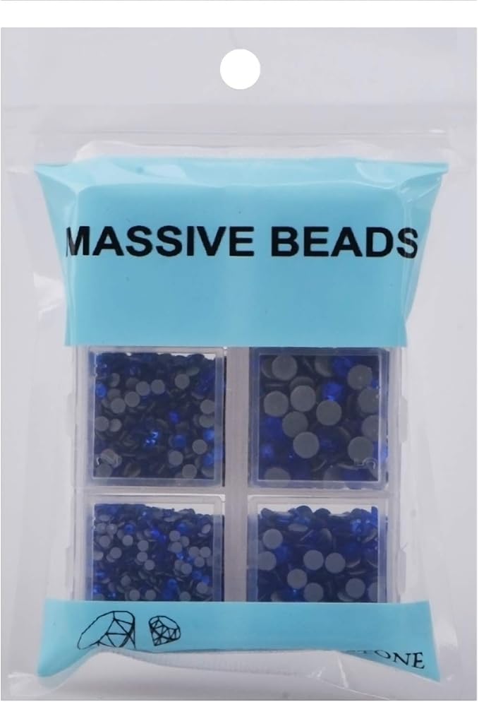 4000Pcs Hot Fix Round Crystals Gems Glass Stones Hotfix Flat Back Rhinestones (Sapphire)