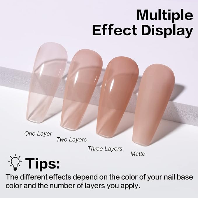 AIMEILI Hema Free Rubber Base Gel For Nails, Soak Off U V LED Clear Sheer Gel Nail Polish, 4 in 1 Nail Strengthen/Enhance/Base Coat/Color - (439) 10ml