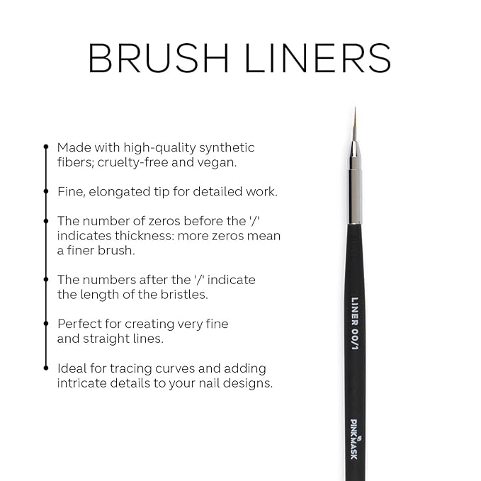 Pink Mask Liner Brush 02 - Precision Brush for Long and Thick Lines in Nail Art