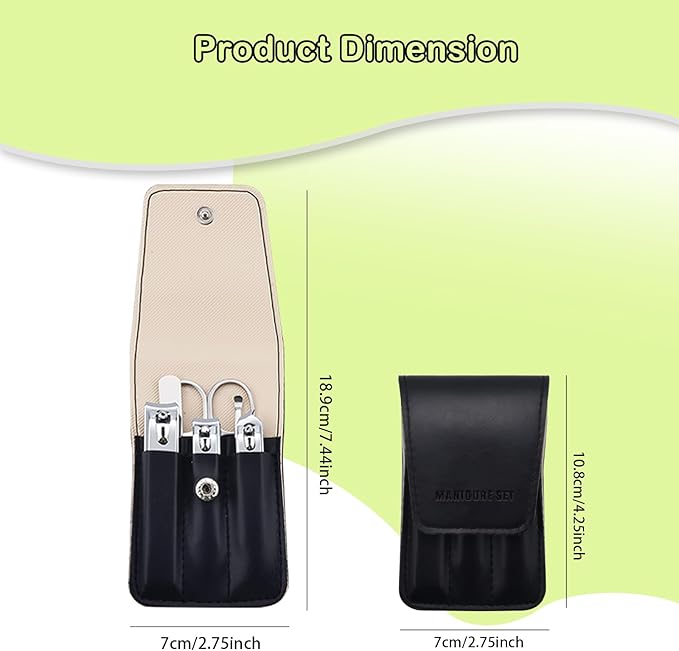 Nail Clippers Set, 6 Pcs Toenail Clippers Stainless Steel Fingernail Clippers Manicure Set with Leather Case, Idea Gift for Christmas Stocking Stuffers, Black