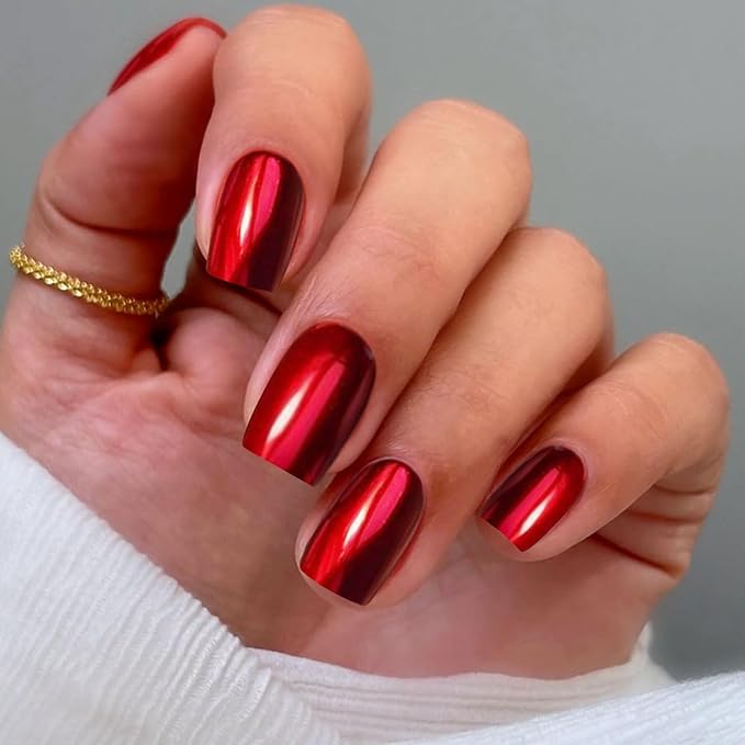JMEOWIO Gel Nail Stickers Dark Red Semi Cured Gel Nail Strips Wraps UV/LED Nails Art Design Decoration Accessories