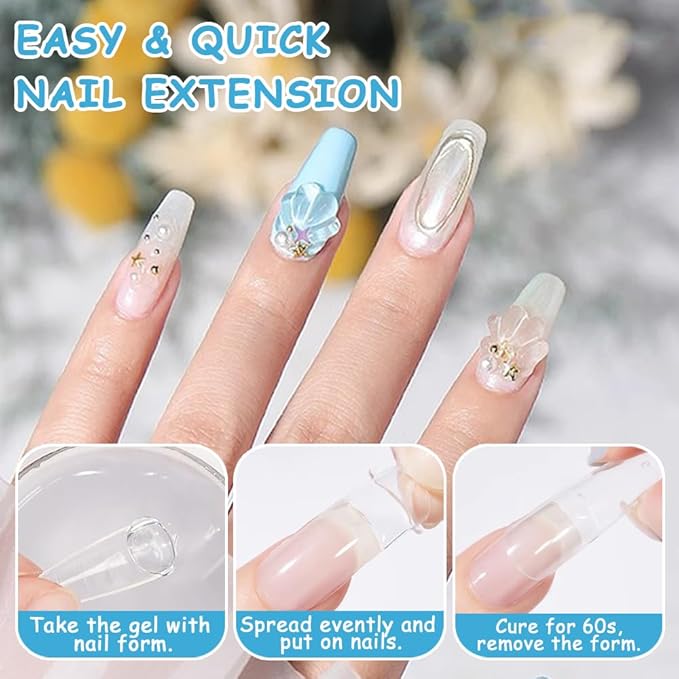 Solid Builder Gel for Nails, 60g Large Capacity Clear Non-Sticky Hand 3D Sculpting Modeling Carving Hard Gel Nail Extension Glue for Manicure Salon UV Home DIY