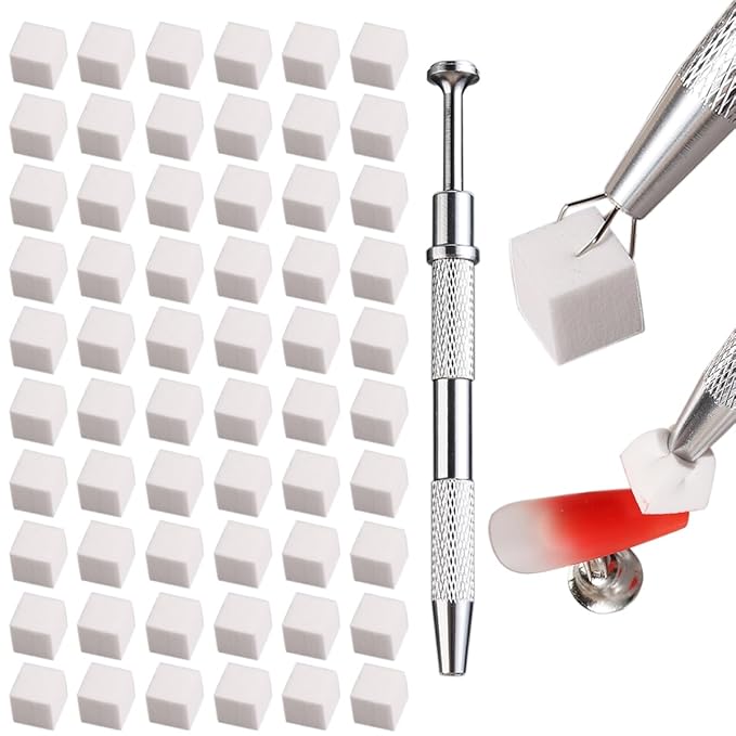 Soft Sponges with Grabbing Pen for Ombre and Aura Nail Art with Brush, Professional Manicure Nail Art Tools Accessories Supplies, 100 Pieces