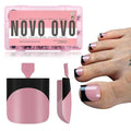 NOVO OVO Halloween Black French Tip Toe Nail Tips Press on, BERRY PINK Sharp Square Pre-Designed Soft Gel False Toenail Extension, Medium Fake Toenails, Full Cover Acrylic for DIY 15 Sizes 240 pcs