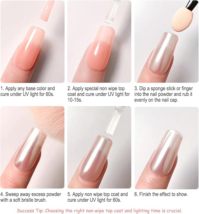 2Pcs Moonlight White Chrome Nail Powder, Aurora Pearl Chrome Nail Powder Magic Clear Pearlescent Mirror Effect Holographic Nail Glitter White Shimmer Sugar Pigment Dust for Nails Art Design 1g/Jar