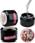 Nail Art Rhinestone Glue Super Sticky 8ml Gem Gel Manicure Polish Adhesive Builder Decoration (UV Light Cure Needed) with Tray Shiny Stone and Paiting Pen
