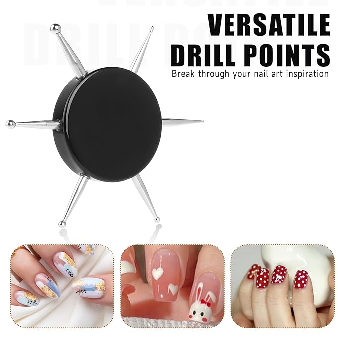 2Pcs Circular Dotting Tools, 6 In 1 Nail Dotting Pen, Disc Nail Dotting Tool, Stainless Steel Nail Dot Painting Tool for Embossing Tracing Manicure, Professional Nail Salon or Home Use