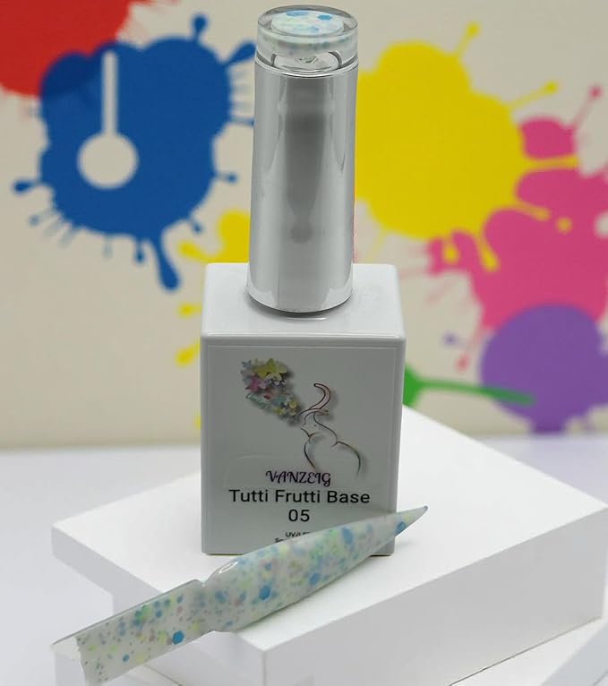 Vanzeig's Tutti-Frutti UV Gel Nail Polish Base | Milky Candy-Dipped | Durable Rubber Base Gel for Press-ons & Natural Nails | 15 ml (05)