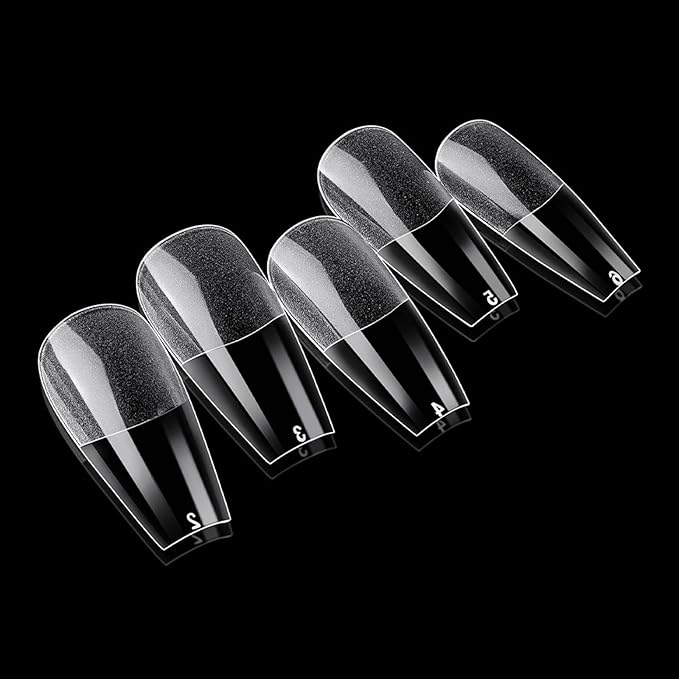 LoveOurHome 600pc Coffin Fake Nail Tips Clear Press on Nails Medium, Full Cover Gel Nail Tips Coffin Clear Medium Fake Nail Soft Gel False Nails Artificial Fingernails for Acrylic Nails Extension