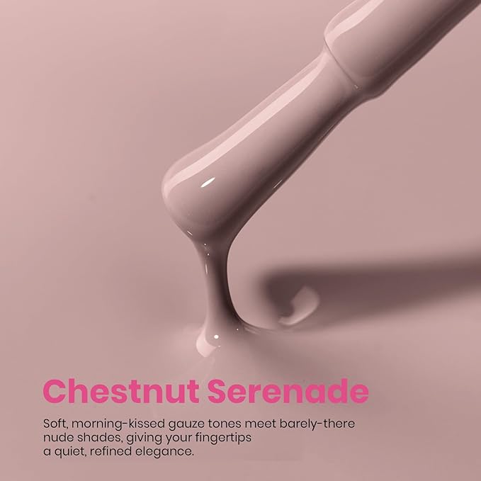 Beetles Nude Pink Gel Polish - Chestnu Serenade 15ML/0.51Fl Oz, Hema Free Pink Nude Gel Polish, Same Color Same Bottle, Soak Off UV LED Lamp Spring Summer Nails Art, Manicure Salon DIY French Nails