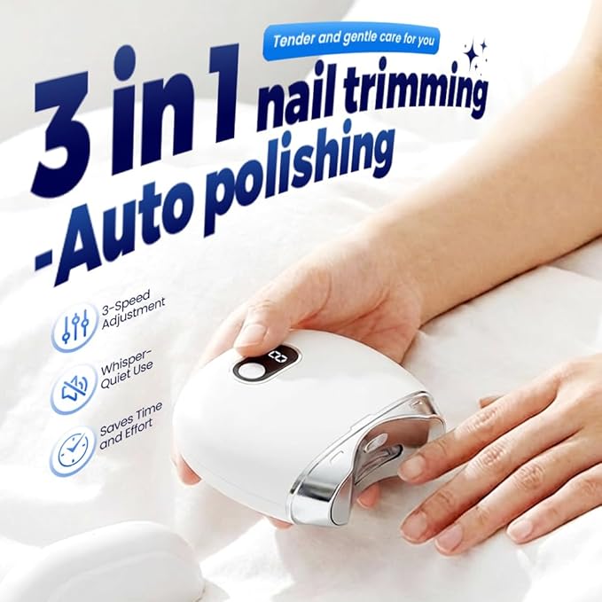 3-in-1 Automatic Electric Nail Clipper with LED Light & Storage, 2026 Upgraded Nail Trimmer for Seniors and Adults – Portable, Low Noise, Ergonomic Toenail & Fingernail Grooming Kit (Black)