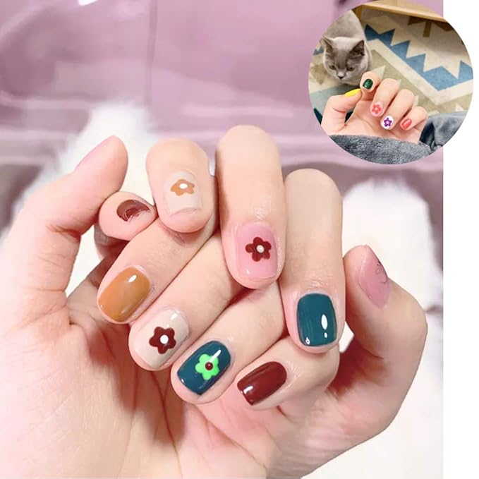 Cute Nail Decals Stickers for Women Girls Kids 200+ PCS, Self Adhesive Nail Tip Manicure Peduicure for Fingernails Toenails Fake Nails, Birthday Party Favors Christmas Stocking Stuffer