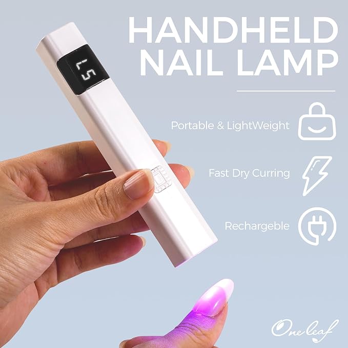 Oneleaf Rechargeable Cordless Nail Lamp with Adjustable Stand, Portable LED Nail Dryer for Gel Polish, Digital Timer & 99s Fast Cure, Ideal for Home & Travel Use