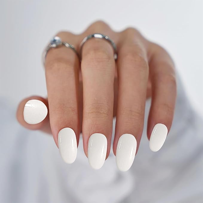 Cream Semi Cured Gel Nail Strips 20Pcs Pink Gel Nail Stickers Polish Nails Wraps UV/LED Light Needed Full Gloss Nails Polish Strips for Women Includes Prep Pads, File, Wooden Cuticle Stick