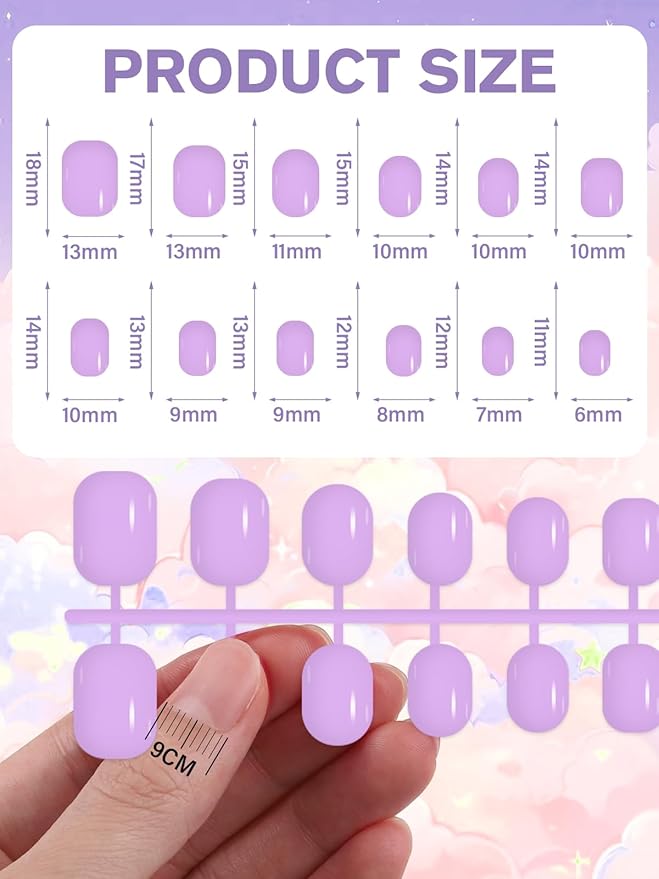 576 Pieces Kids Short Glossy Press on Nails, EBANKU Children False Nails 24 Colors Glossy Acrylic Nails Art Tip for Kids Short Full Cover Fake Nails for Women Girls