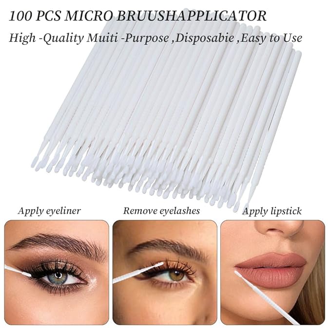 300 Pack Disposable Spoolies Brushes Sets Mascara Wand Lip Brushes Cotton Swab for Eyebrow Eyelash Extension Tattoo Lipstick Applicator