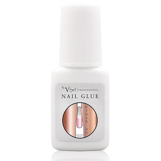 8g By Vixi Extra Strong Nail Glue with Brush and Free PREP File Clear Instant Dry Adhesive, Professional Salon Quality