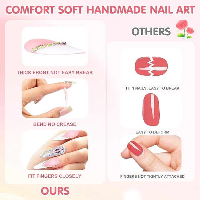 Yabonica10Pcs Press On Nails Short Square, Handmade Gold Chrome Nail Press Ons with Red Cat Eye Charm Salon Design-Nature Reusable Acrylic False Nails Stick On Fingernail for Woman Girls (04s)